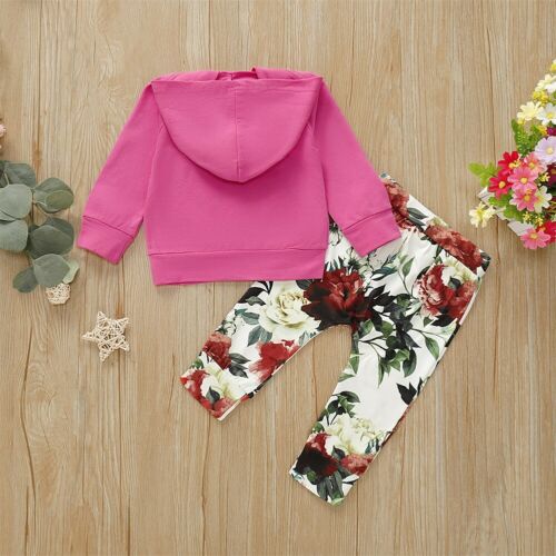 Neue Beiläufige Kleinkind Baby Mädchen Jungen Mit Kapuze Spitzen Blumen- Hosen 2Stck Outfit einstellen Kleidung 0-24M