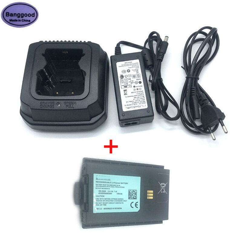 Dock Charger + 2S-LPP 423566 7.4V 1880mAh Li-ion Rechargeable Battery for Sepura Series STP8000 STP9000 STP8035 STP8030 Radio