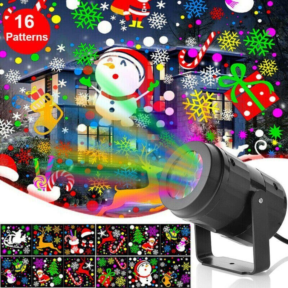 16 Patronen Led Sneeuwvlok Projector Verlichting Kerstprojectie Waterdichte Buitenlamp Sneeuw Spotlight Voor Feest