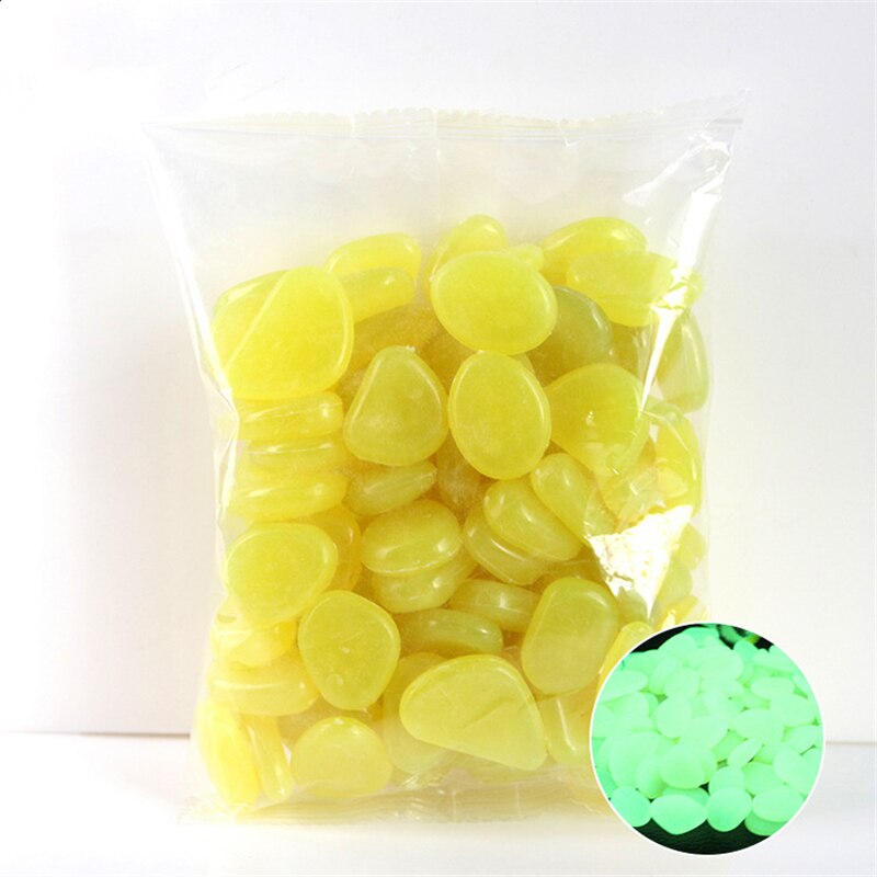Piedras luminosas decorativas que brillan en la oscuridad, guijarros para pasillos, camino de jardín, decoración de pecera, 100 Uds.: 4
