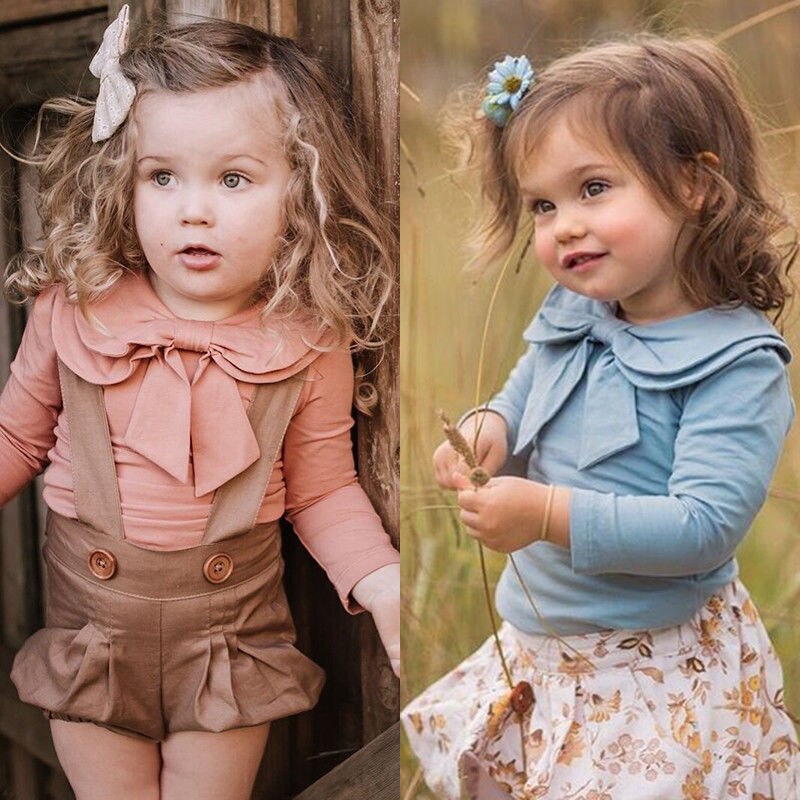 Peuter Meisje Katoenen Prinses Lange Mouw T-shirt Top Zip Up Blouse Kleding