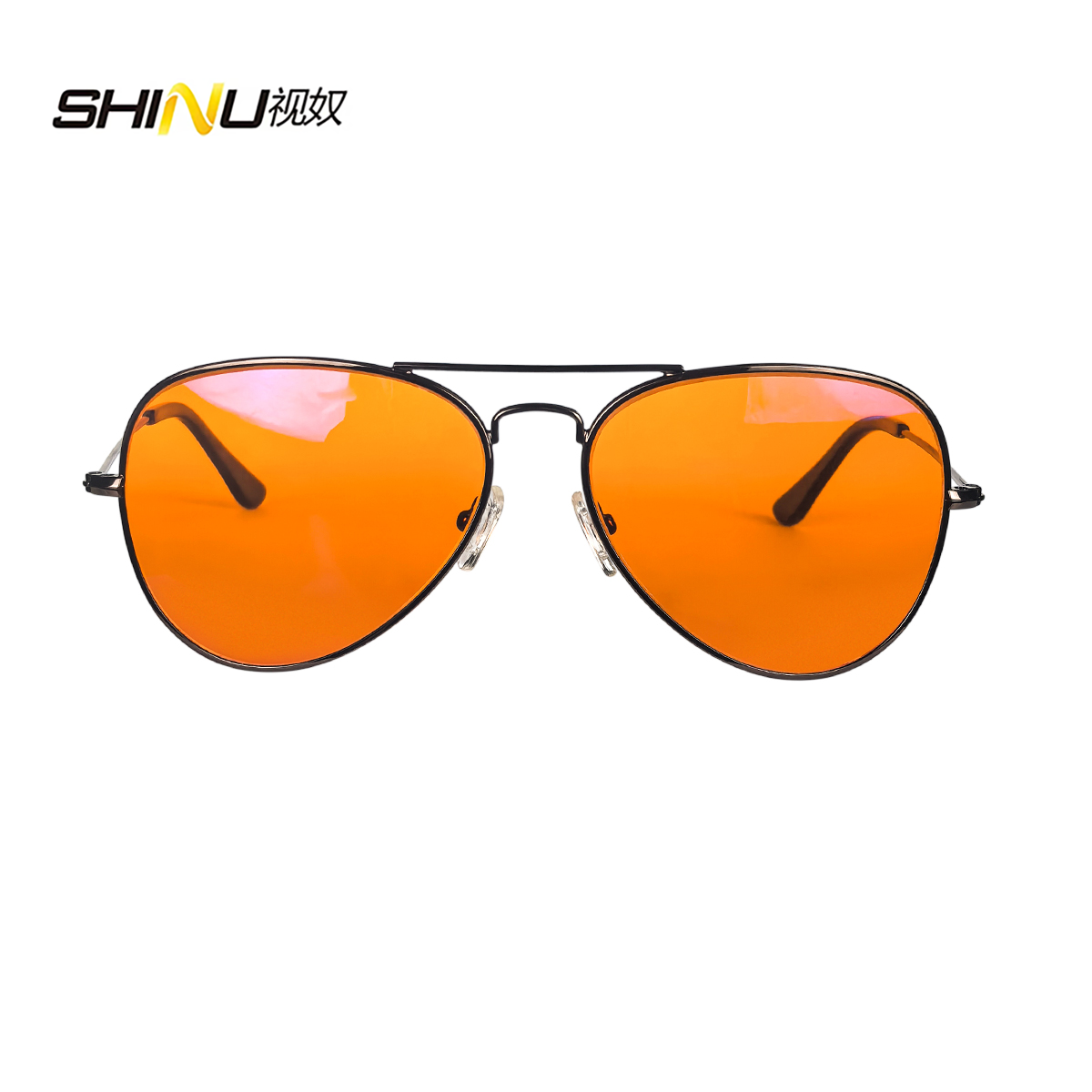 Shinu óculos anti-luz azul masculino, lentes laranja, filtro de luz azul, melhor descanso para dormir, armação de metal