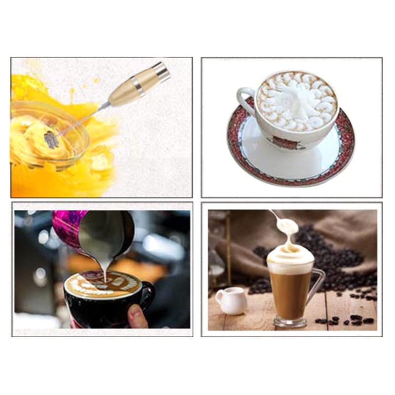 Double Spring Whisk Head Electric Milk Frother Stainless Steel Handheld Milk Foamer Drink Mixer for Coffee Cappuccino U1JE