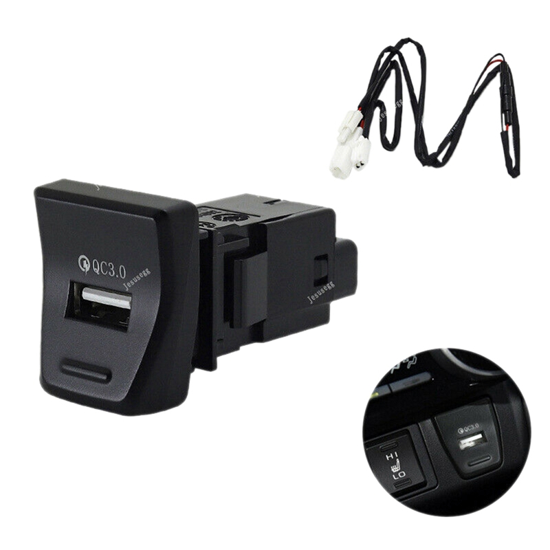 FULL-Car Central Control USB Charger QC3.0 Fast Charge USB Charger Adapter for Toyota RAV-4