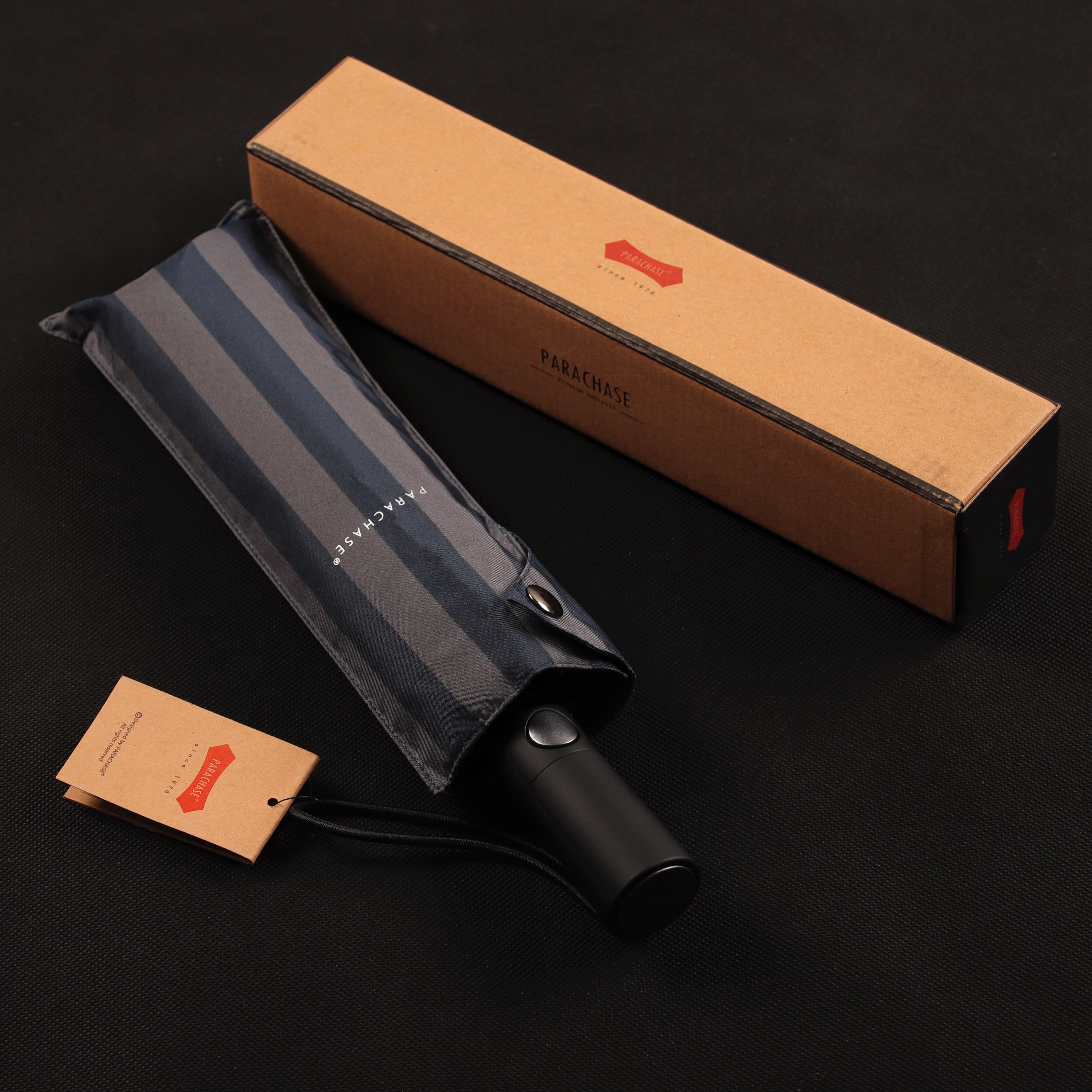Paracaise-paraguas plegable para hombre, tela Pongee resistente a la lluvia, 102cm, banda Color puro, 3 de negocios: Blue stripe
