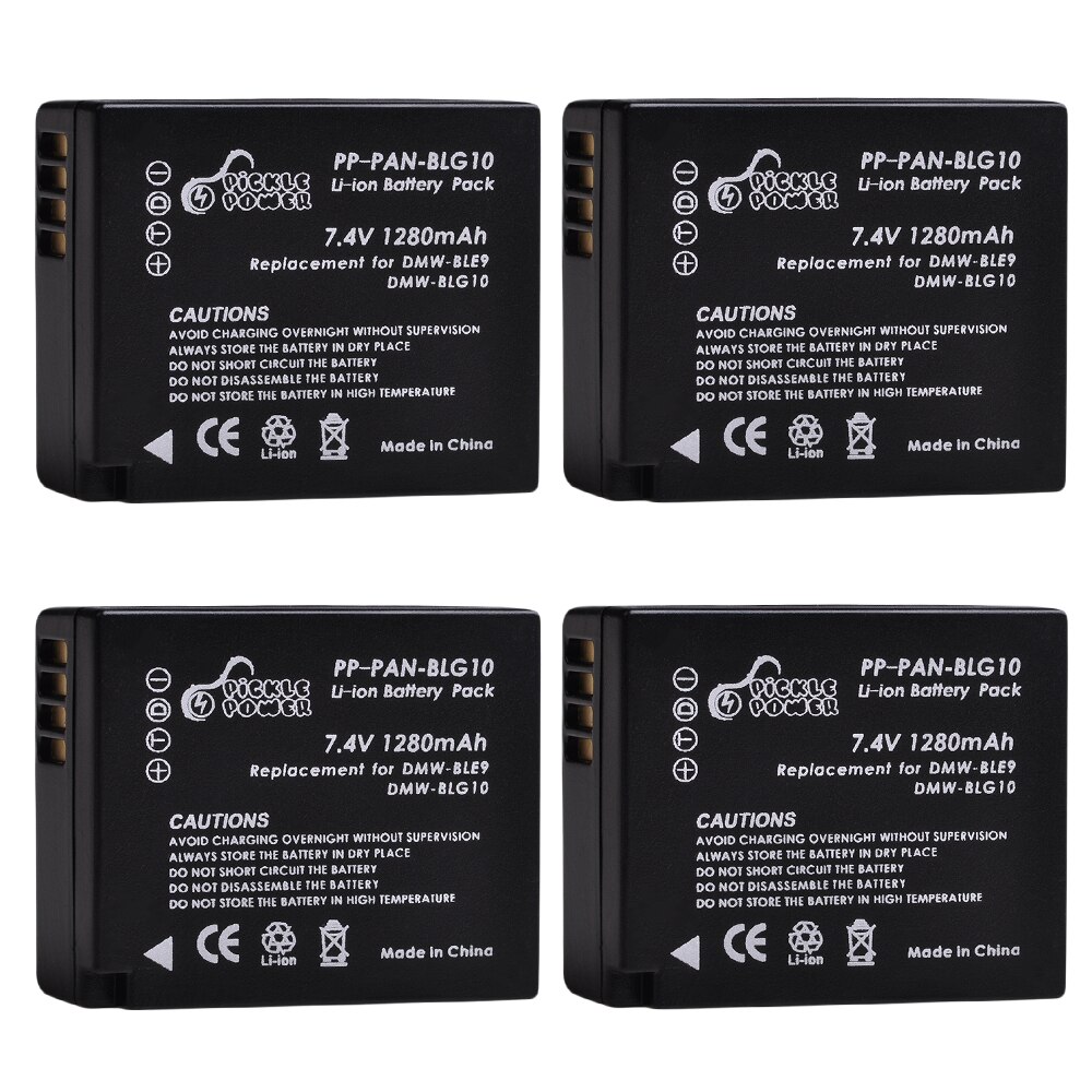 3Pc 1280mAh DMW-BLG10 BLG10E DMW-BLE9 Batterie + Type-c Chargeur LED pour Panasonic Lumix GF3 GF5 GF6 GX7 LX100 GX80 GX85 ZS60 ZS100: 4 Batteries