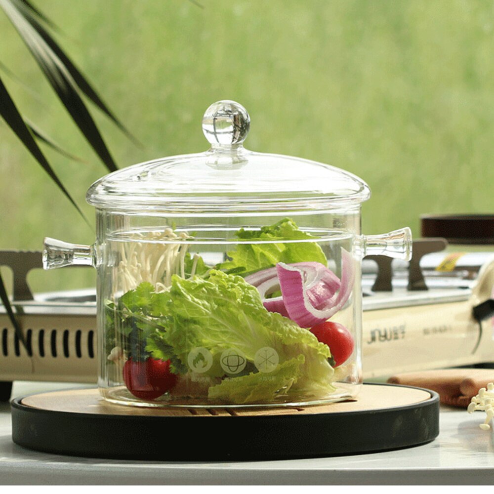 Heat Resistant Soup Pot Glass Cooking Pot Transparent Stew Pot Pan Instant Noodle Pot Noodles Bowls for Home Kitchen Restaurant