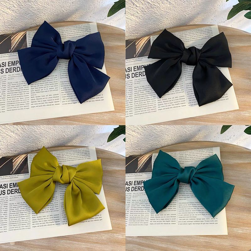 Huanzhi 4 Stks/set Leuke Grote Strik Haarspeld Rode Dubbele Laag Lint Satijnen Strik Haar Clip Haarspeldjes Voor Vrouwen Meisje Haar accessoires: 2