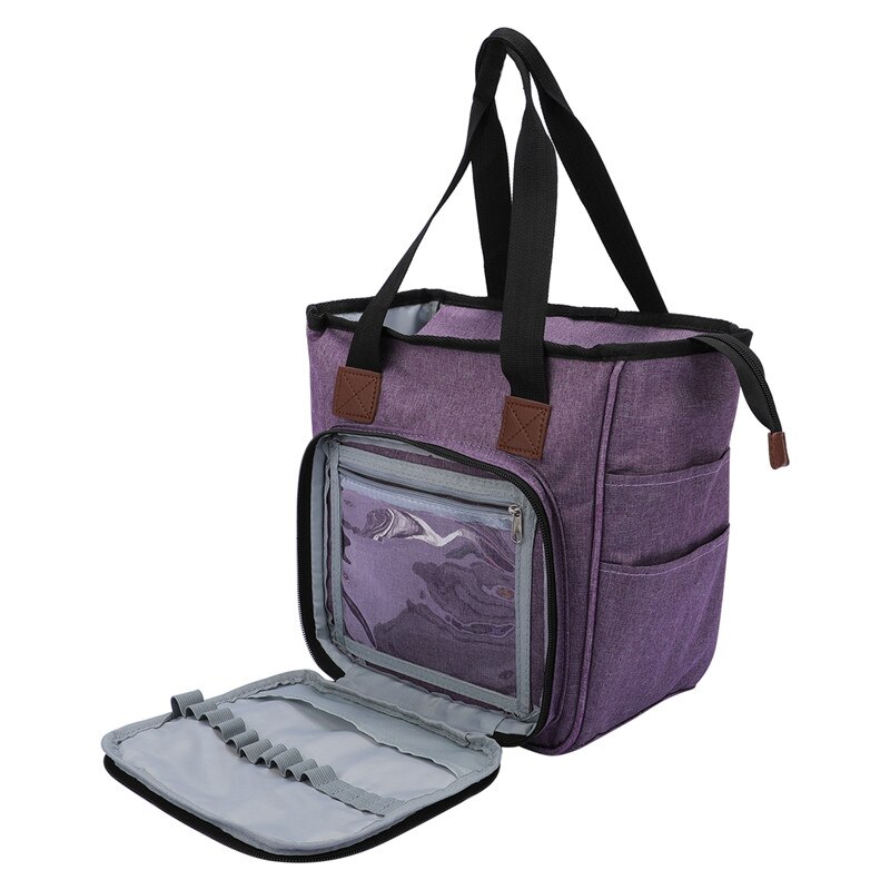 Draagbare Tas Breien Garen Opbergtas Tote Voor Wol Haaknaalden Breinaalden Naaien Leveringen Set Diy Huishoudelijke Organizer: Purple Color