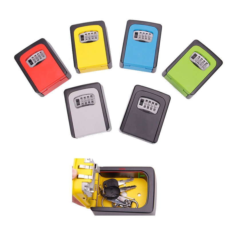 robić montażu na ścianie zapasowe klucze bezpieczny schowek robić przechowywania z 4 cyfra kombinacja blokada biuro w domu metalowe ukryty klucz tajne organizator