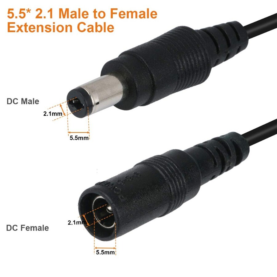 DC Power Extension Cable Jack Socket To 5.5mmx2.1mm Male Plug For CCTV IP Camera 12 Volt Extension Cord 1M 2M 3M 5M 10M
