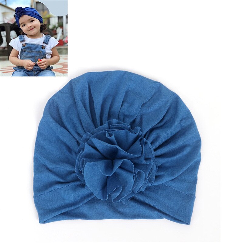 Söta småbarn barn bebis pannband flicka pannband bomull knut rosett turban pannband stretchigt flicka hårtillbehör pojke huvudbonader: En blå