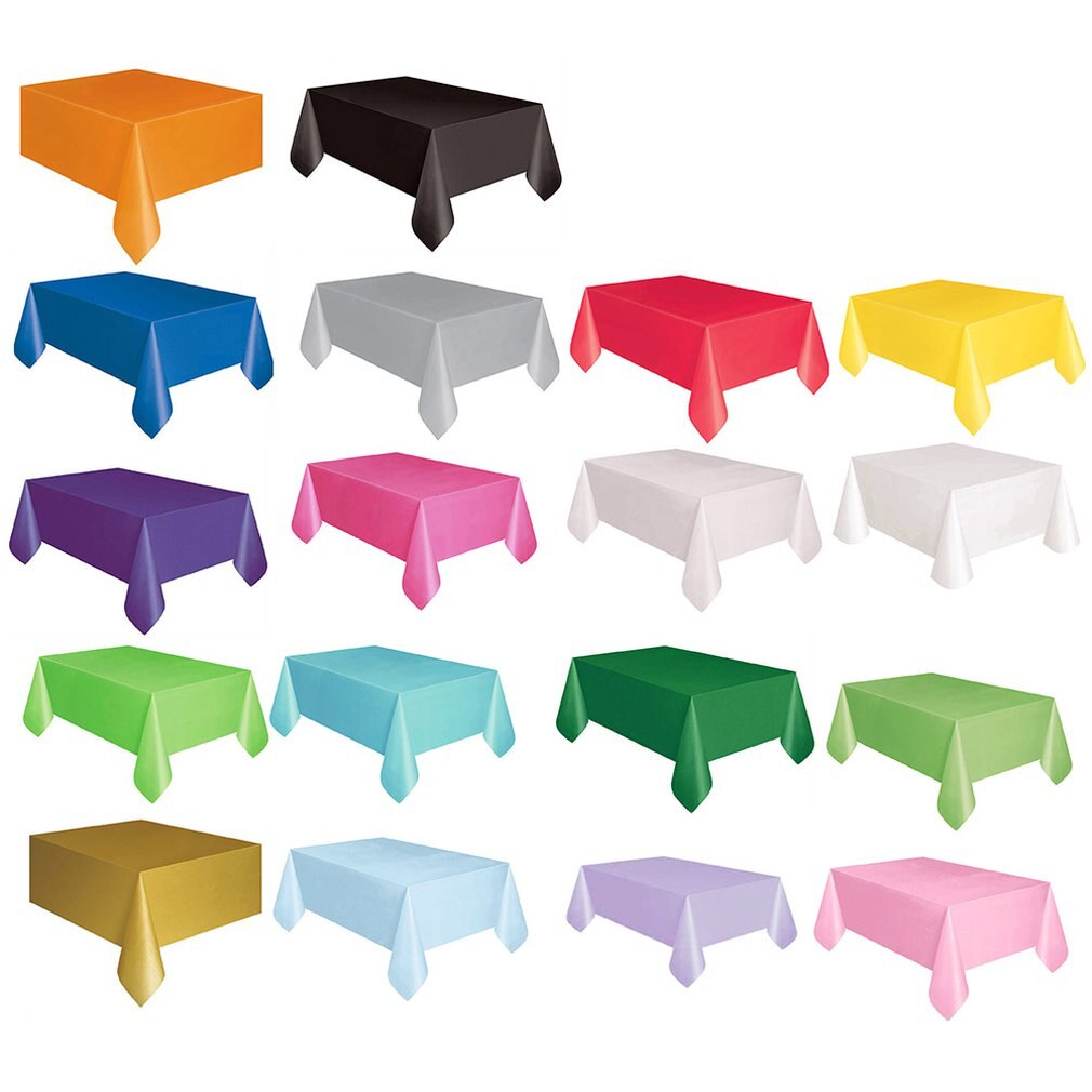 Disposable Party Tablecloth Pe Plastic Cloth Birthday Dessert Table Solid Color Tablecloth 137*274Cm