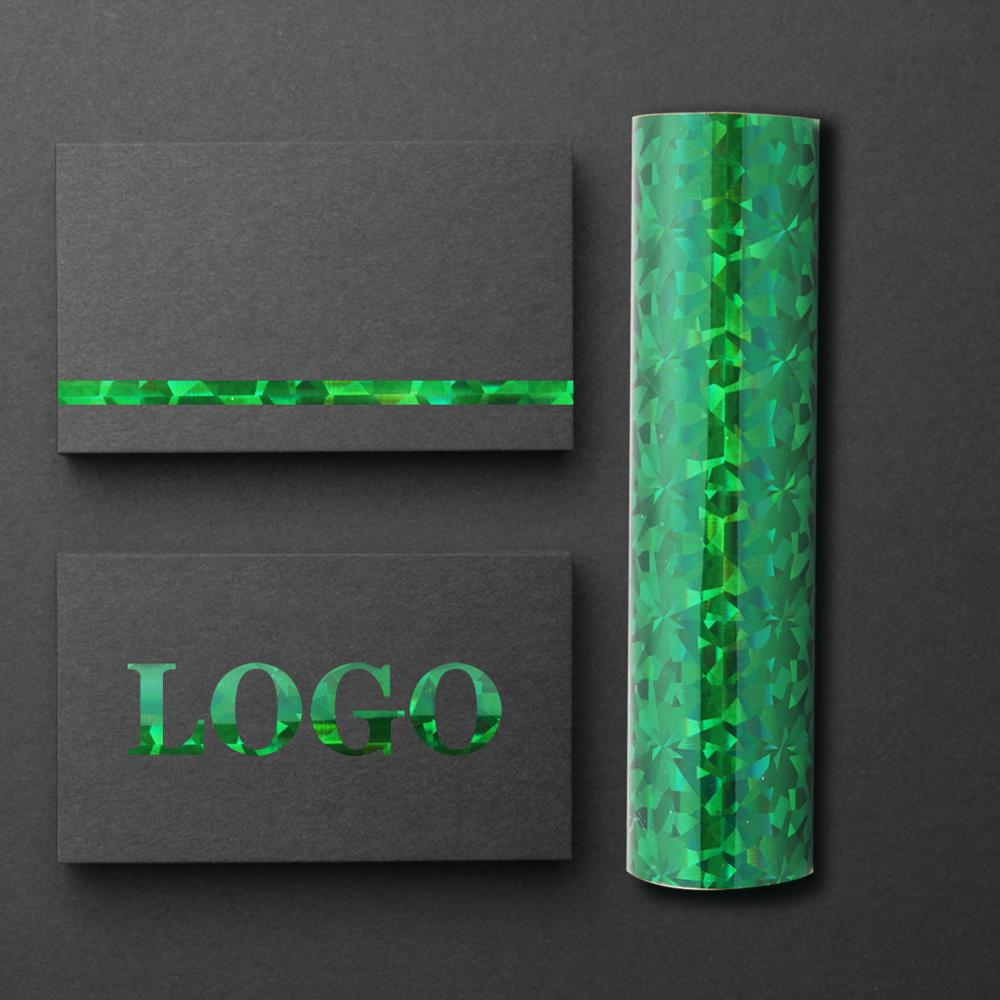5M Heißer Folie Papier Wärme Aktiviert Schimmer Transfer Blätter Heißer Stanzen Mehrfarbig 1 Rolle Papier Holographische Transfer Handwerk: Grün Glas gebrochen