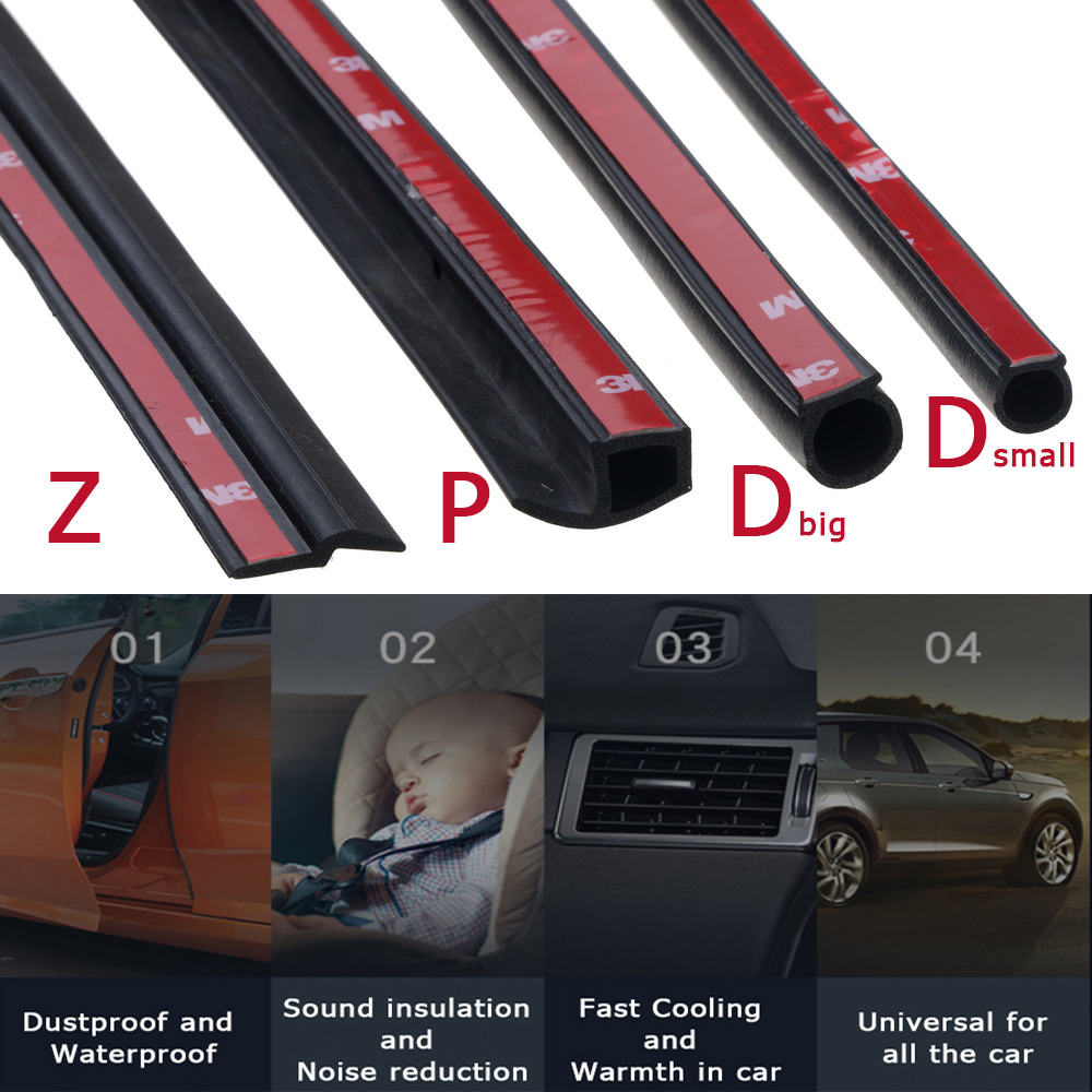 2 Meter D Z P B Type Auto Deur Afdichting Strip3M Lijm Auto Rubberen Afdichting Geluidsisolatie Tochtstrip Edge Trim geluidsisolatie
