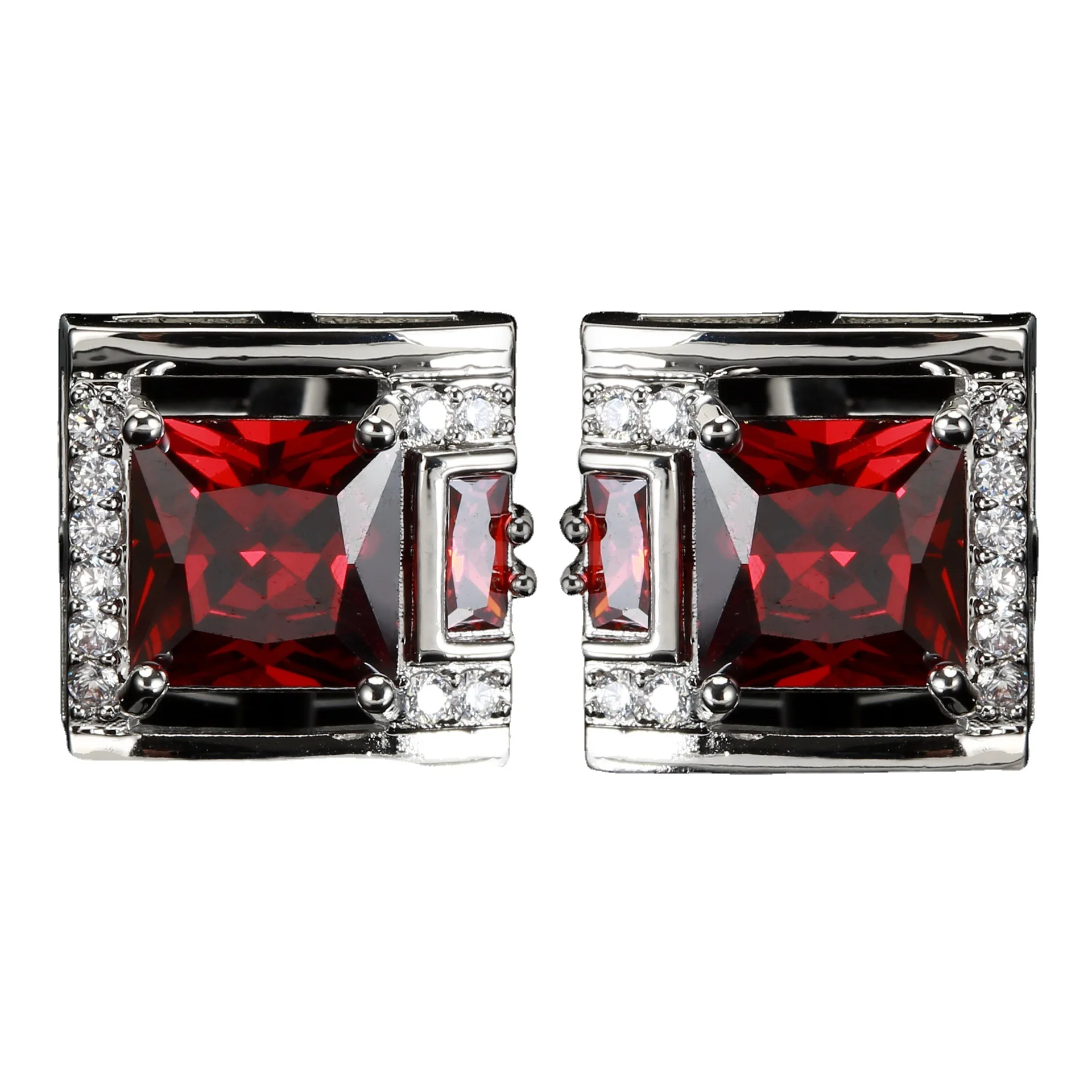 Vierkante Zircon Steen Manchetknopen - Klassieke Stijl - Luxe Overhemd Pak Accessoires