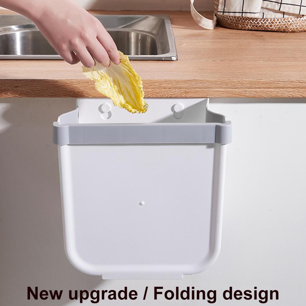 Cubo de basura plegable cubo basura colgar gratis perforar cubo de basura para cocina armario puerta cajón dormitorio residuos caja de almacenamiento