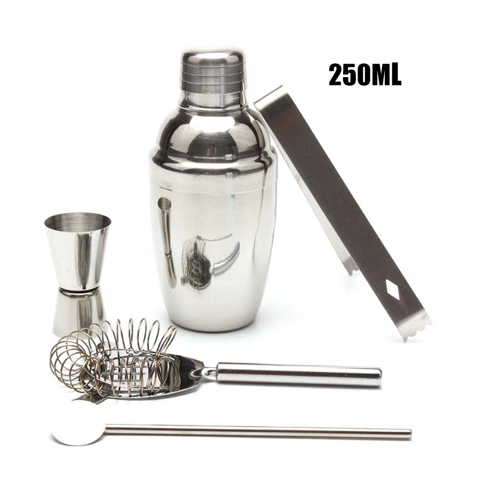 5 Stks/set Rvs Cocktail Shaker Drink Mixer Clip Barman Gereedschap Kit Nds: 250ML