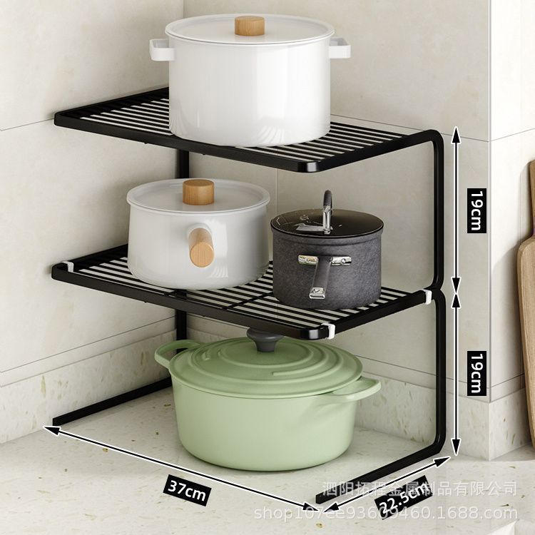 Kitchen Desktop Layered Rack Countertop Shelf Pot Rack Artifact Cabinet Pot Cabinet Storage Multi-layer baffle broken grid: Dark Khaki