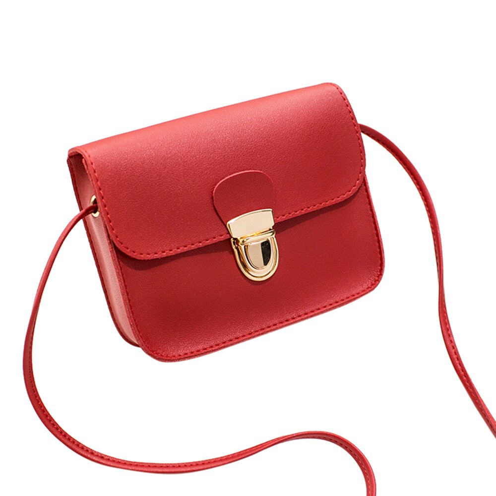 Mini Crossbody Bag For Women Pu Leather Candy Color Shoulder Bag Handbag Solid Color Messenger Bag Bolsas De Mujer #T1P: Red