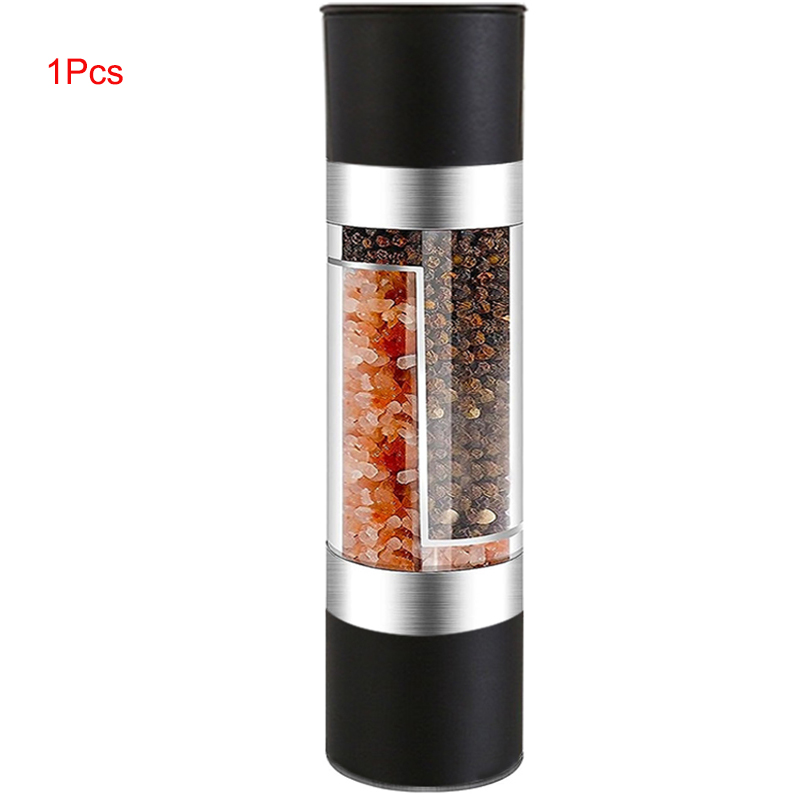 Salt and Pepper Grinder 2 in 1 Manual Stainless Steel Salt Pepper Mills with Adjustable Ceramic Grinding Spice Mill Kitchen Tool: light green