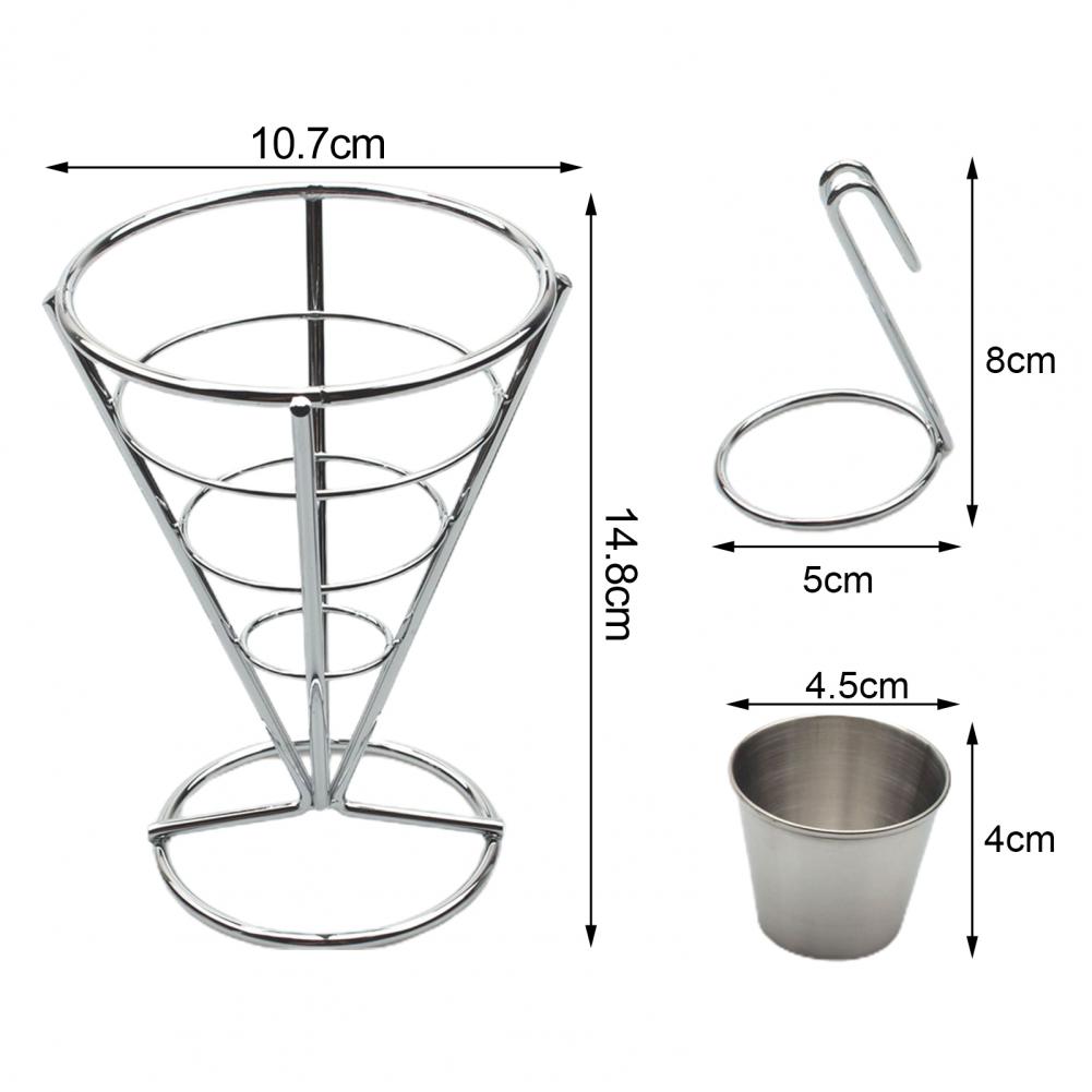 Kartoffelchip-Halter, Pommes-Korb, robuster Pommes-Ständer aus Metall mit Getränkehalter, Chip-Kegel-Korb, Bratenhalter für Lebensmittel, Vorspeisen