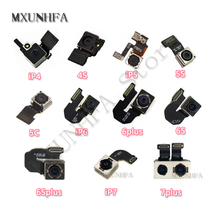Cámara trasera principal para iPhone 4 4S 5 5S 5c Se 6 6plus 6S 7 8 Plus cámara trasera con cable flexible frente a piezas de repuesto probadas
