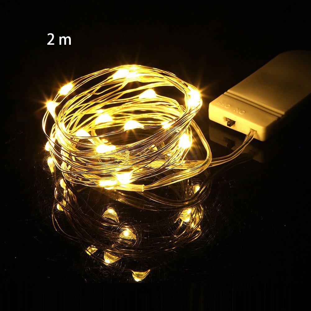 Fairy Light Copper Wire Christmas Night Romantic Decor Waterproof Chain Led Mini Party Wedding Battery Powered Garland: Warm White / 1m