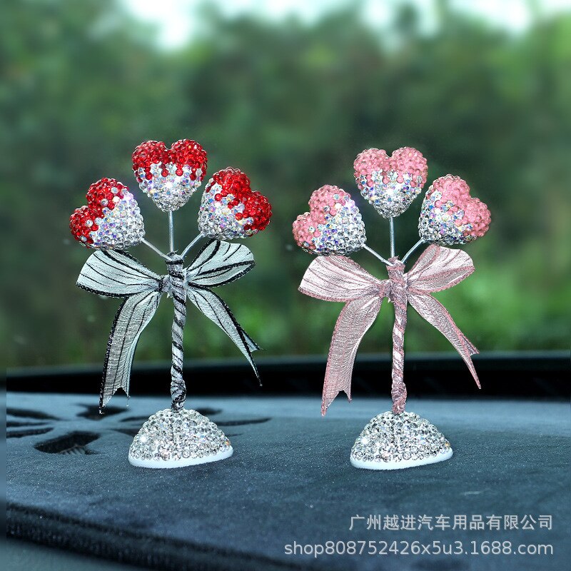 Ballon en forme de cœur avec nœud papillon pour femmes, décoration d&#39;intérieur de voiture, accessoires de tableau de bord, roses