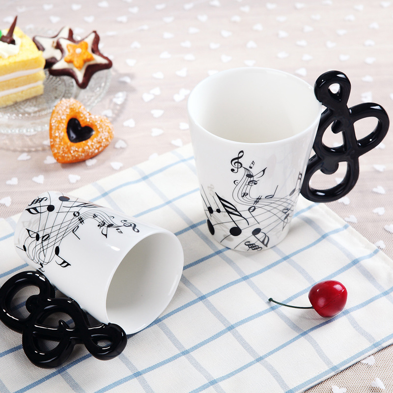 Caneca de cerâmica musical criativa 240ml, estilo violino, guitarra, café, chá, leite, canecas e copos com alça, presentes novidade