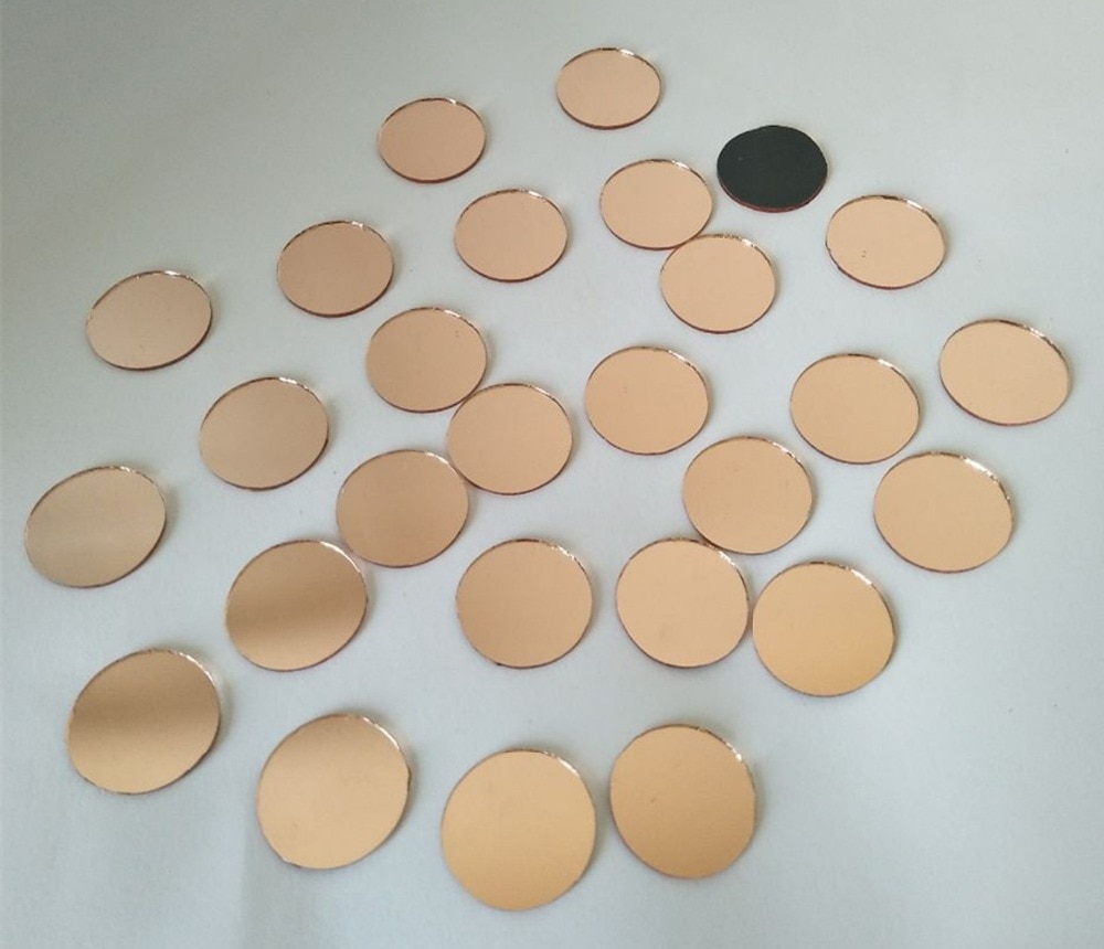Lichtroze gouden mini ronde glazen spiegel mozaïektegels , 2cm ronde glazen spiegels , 100 stuks/partij