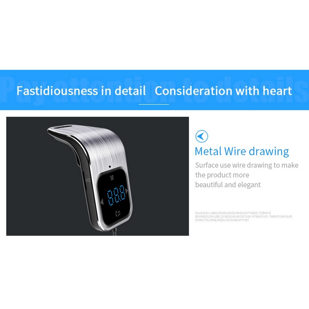 Fm-modulator, bluetooth-autoradio met  mp3 spelers, fm-zender, draadloze radioadapter, dubbele usb-uitgang, snellader, handsfree bluetooth-kit