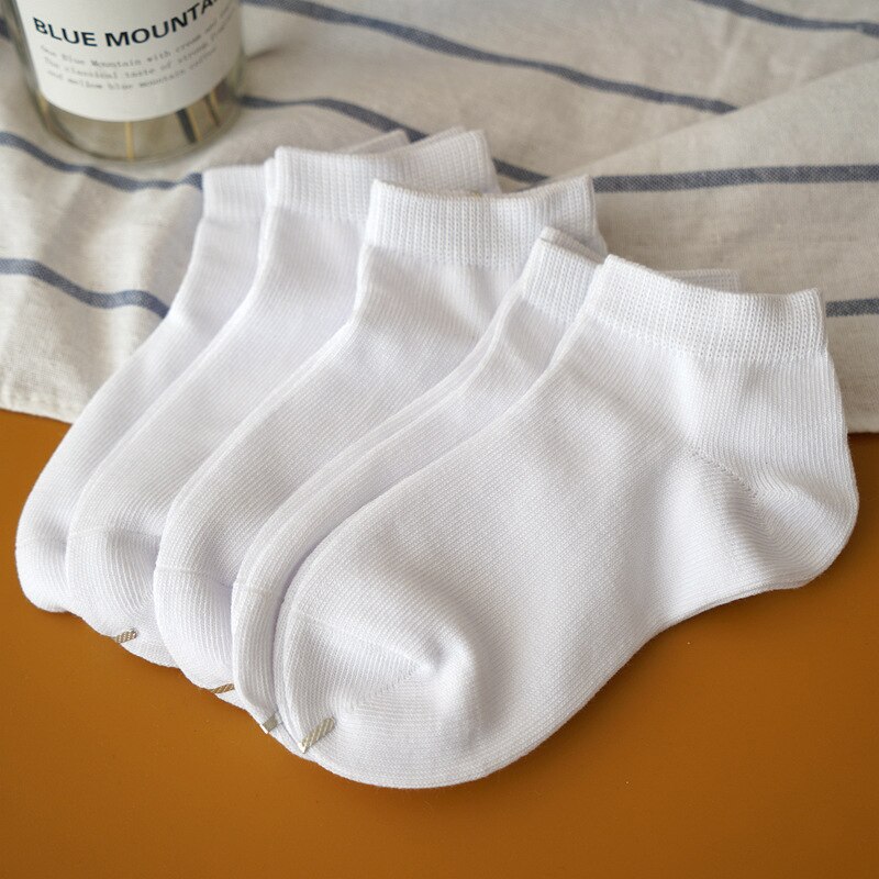 5 Pairs Neue Frühjahr Stil Reine Weiße Baumwolle Weiche Kinder Schule Socken Jungen Mädchen Sport kinder Socken: White(short ) / 9-12years