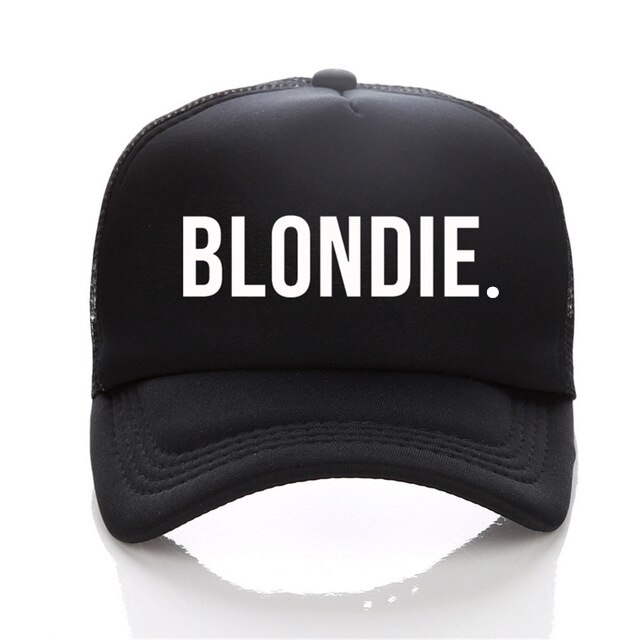 Blondie brownie baseball caps trucker mesh cap kvinder til veninder hendes kasketter bill hip-hop snapback hat gorras: Blondie sort