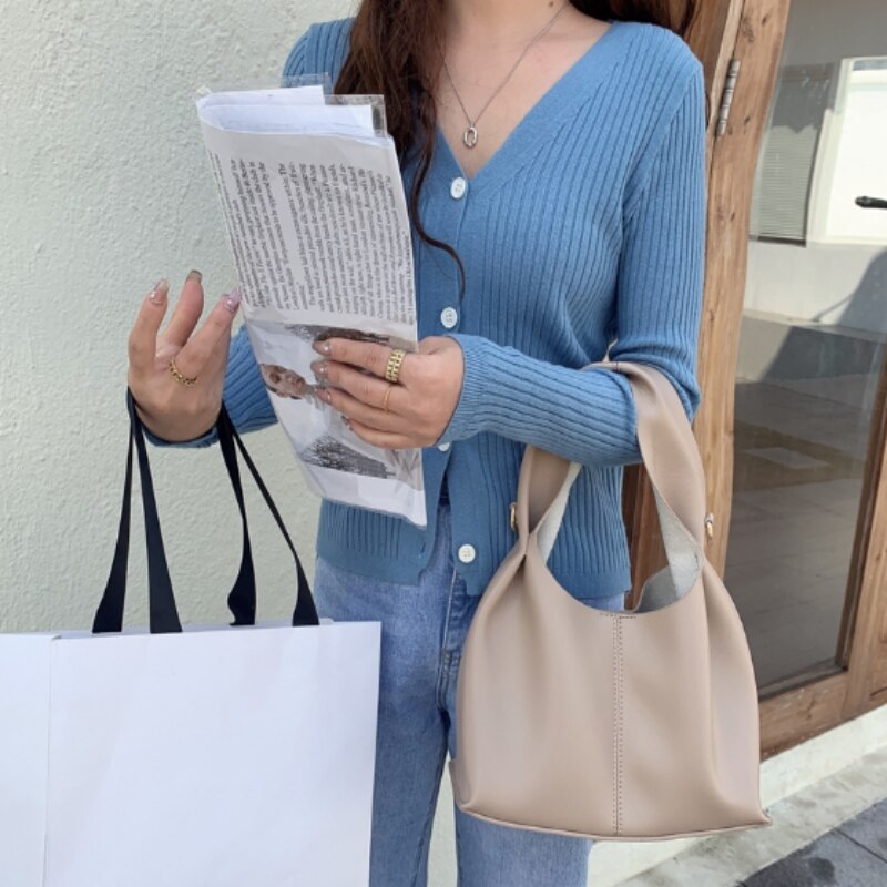 Hoogwaardige Lente En Zomer Stijl Vrouwen Tas Mode Trend Handtas Gecontracteerd Grote Capaciteit Emmer Zak