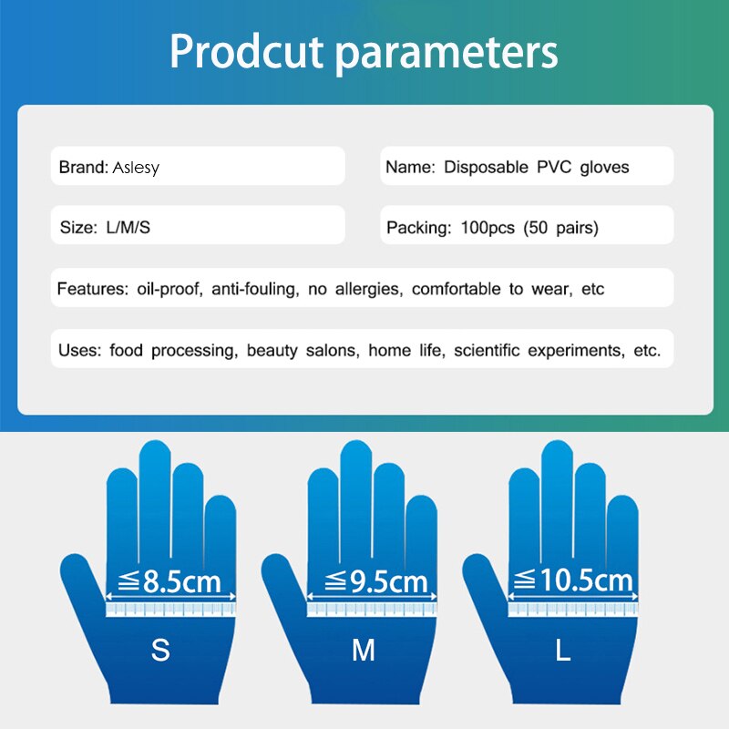 100pcs PVC/Nitrile/Latex Gloves Disposable Gloves For Home Cleaning Rubber Glove for work/Laboratory/Garden S/M/L