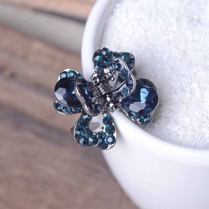 Retro Kleine Clover Crystal Haar Klauw Clips Haaraccessoires Vrouwen Mini Strass Bloem Haar Clip Sieraden