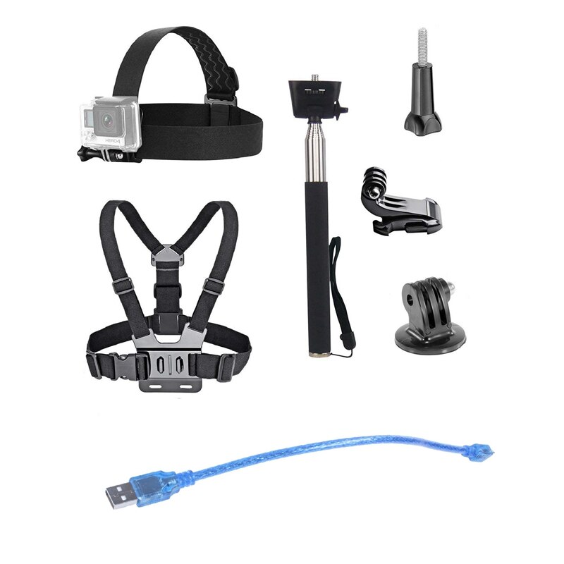 2 Stuks Accessoires: 1 Pcs Usb 2.0 A Male Naar Mini Usb B Male Data Cable Cord Adapter &amp; 1 Pcs Actie Camera accessoires Kit