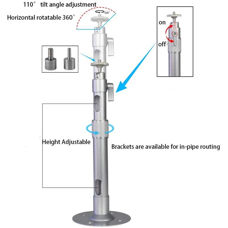 Universal Projector Mount, Wall Ceiling Mount Hanger 360 Degree Rotatable Head Extendable Length 31.5 Inch to 59 Inch