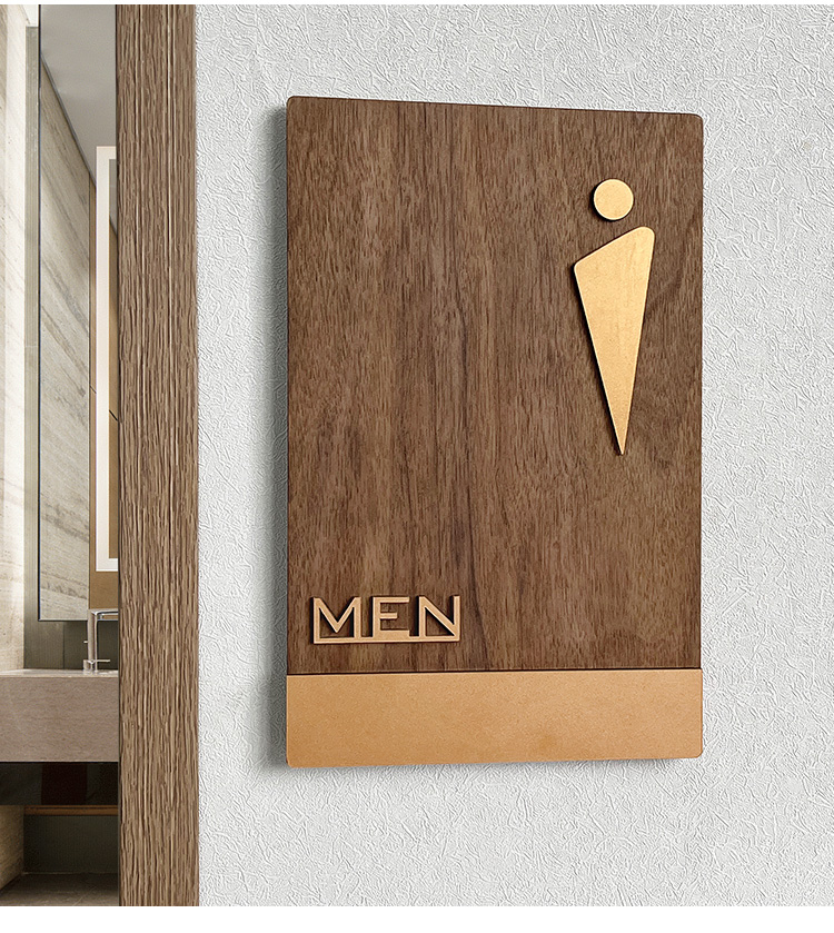 Badkamer Deurbord Hout Vintage Mannen en Vrouwen Openbare Badkamer Deurbord Warm Prompt Bord voor Winkelcentrum Kantoor Hotel: 40x30 cm / WHITE