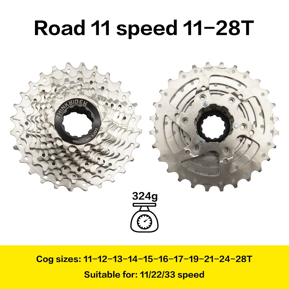 ThinkRider Road Bike 9 10 11 Speed Cassette X7 A1 X5 Bike Trainer Bicycle Flywheel Rear Gear Suitable For 11 Speed Road Bikes: Road 11speed 11-28T