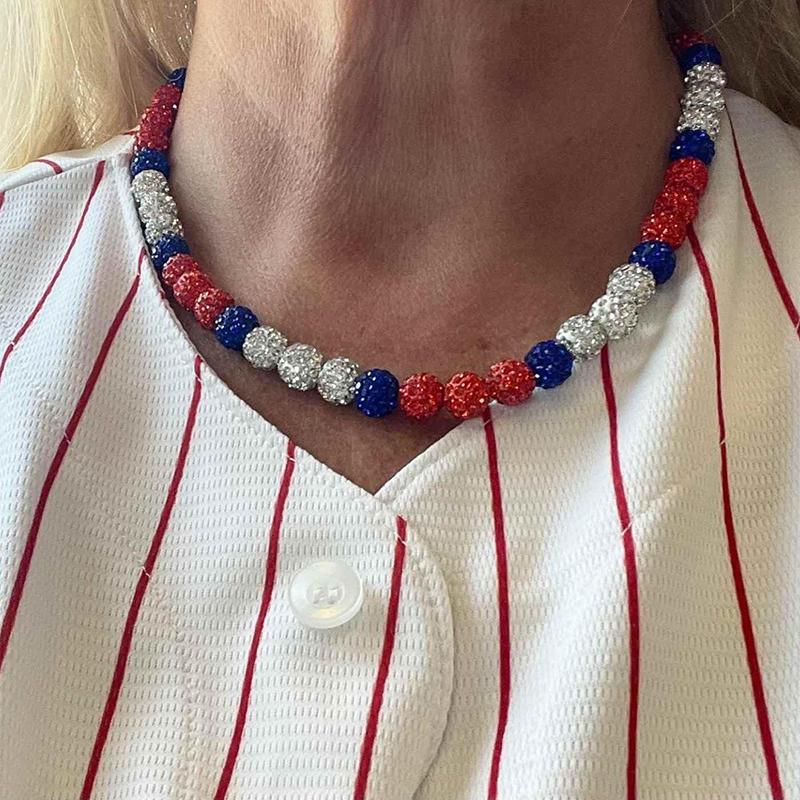 Collier de baseball pour hommes, collier de baseball scintillant, boule de strass, collier de perles, joueurs de baseball, bijoux inspirés des amoureux