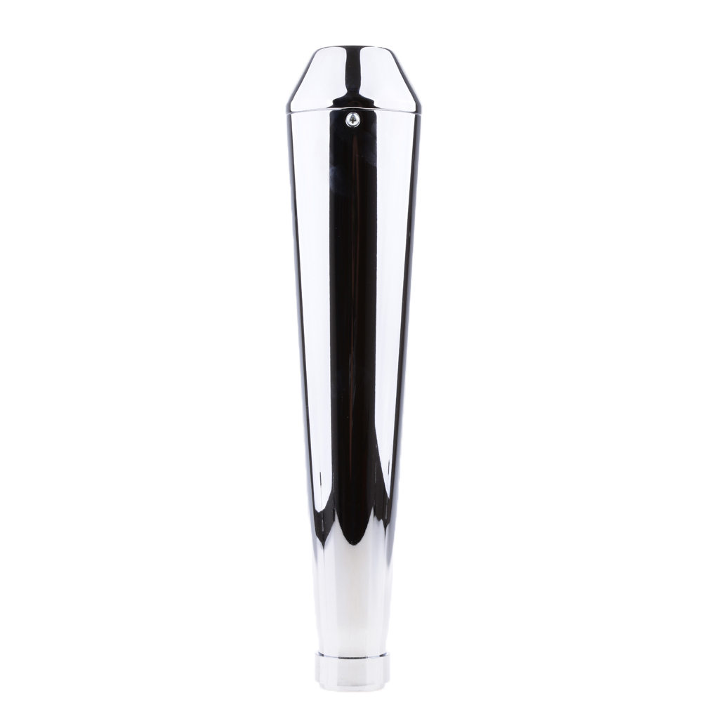 Universal motocicleta shorty tubo de escape silenciador 17 long chrome longo cromo prata