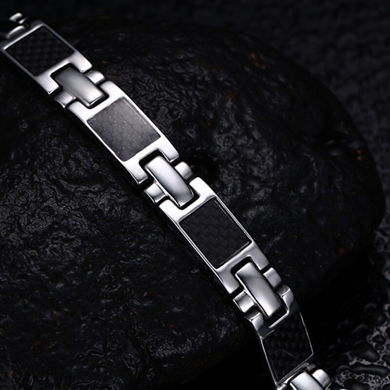 Vnox casuale in Fibra di Carbonio Della Catena A maglia Braccialetti Terapia per le Donne Degli Uomini Stanless Acciaio Bio energia potenza bilancia Magnete Dei Monili