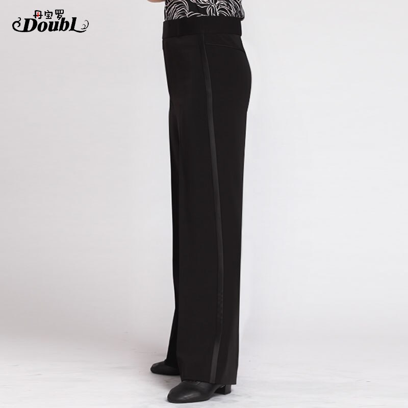 DOUBL Men's Standard Ballroom Dance Pants Trousers Adult Exercise Practise Competition Loose Clothes Latin Dance Modern Pockets: Thin side strips / 30W(2.29 feet-76cm)