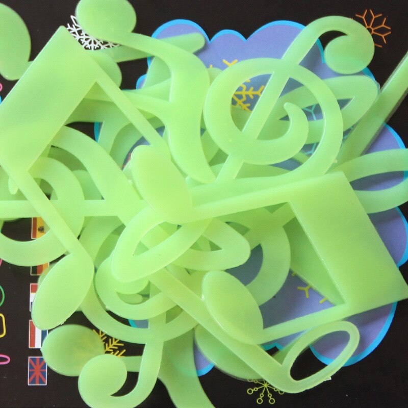 1Set Lichtgevende Muzieknoten 3D Muurstickers Plastic Fluorescerende Sticker Kinderen Slaapkamer Plafond Diy Sticker Home Decoratie