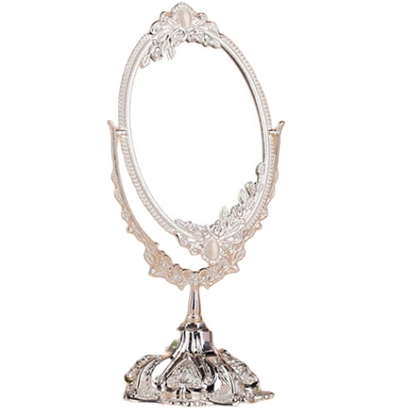 Specchio per trucco da tavolo Vintage doppio lato rotante europeo decorazioni per la casa principessa specchio cosmetico cornice Decor tavolo specchi da toeletta