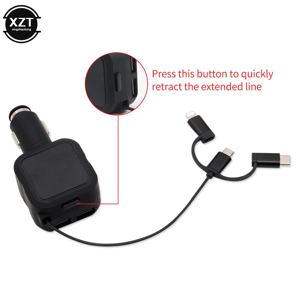 4 in-in -1- dehnkabel mit schnellladefunktion fürs auto, usb  qc3.0 ladegeräte (typ c, micro-usb) für samsung, huawei und xiaomi mobiltelefone