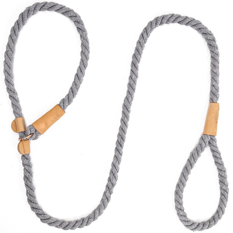 Good Custom Dog Cotton Rope Leash Pet Slip Rope Lead Soft Rope Dog Training Lead: Grey