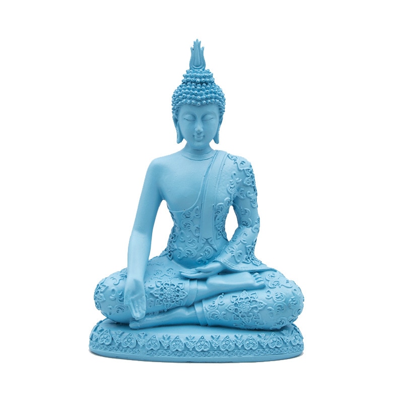 [vip] thailand blå buddha statue ornamenter indisk buddha skulptur feng shui harpiks tilbehør til hjemmedekorasjon